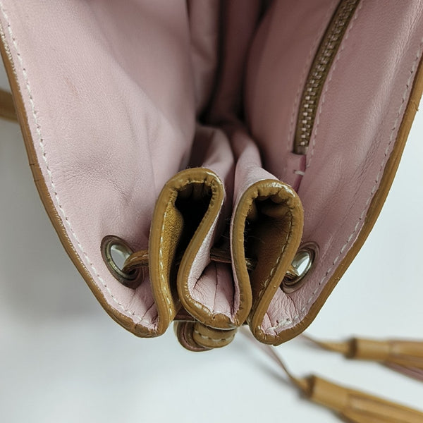 Lambskin Top Handle Bag Brown