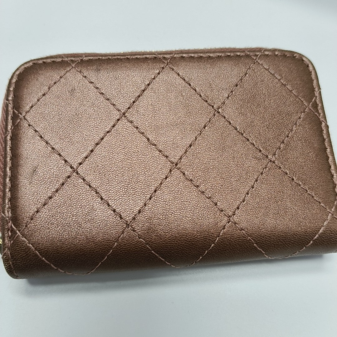 Quilted Lambskin Card Holder Beige