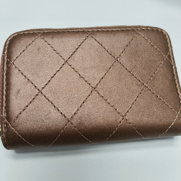 Quilted Lambskin Card Holder Beige