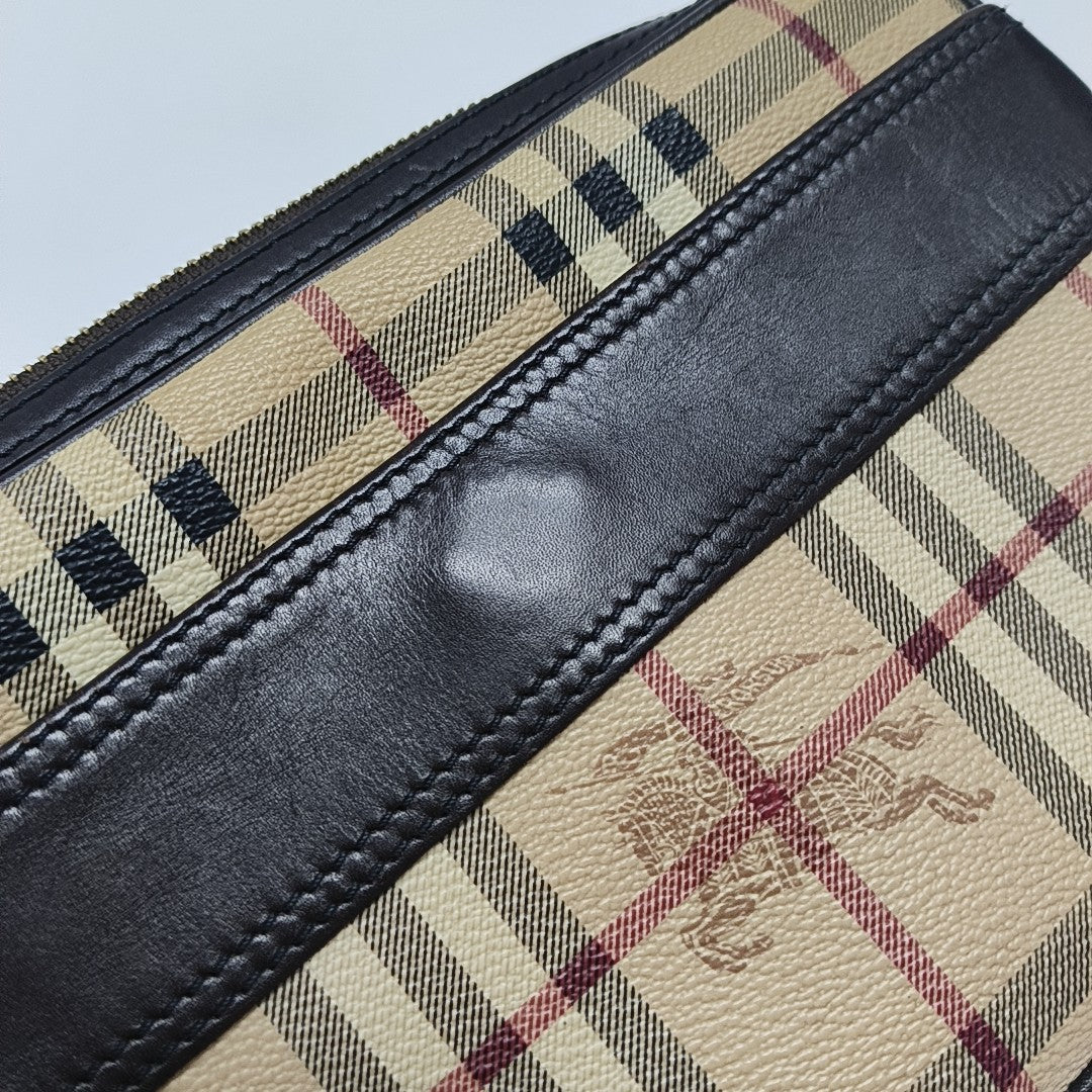 Coated Canvas Clutch Beige