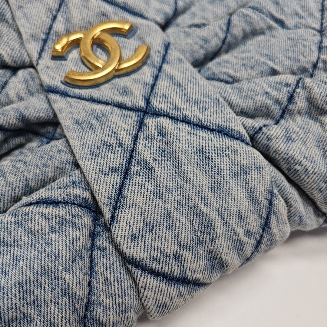 Quilted Denim Shoulder Bag Blue