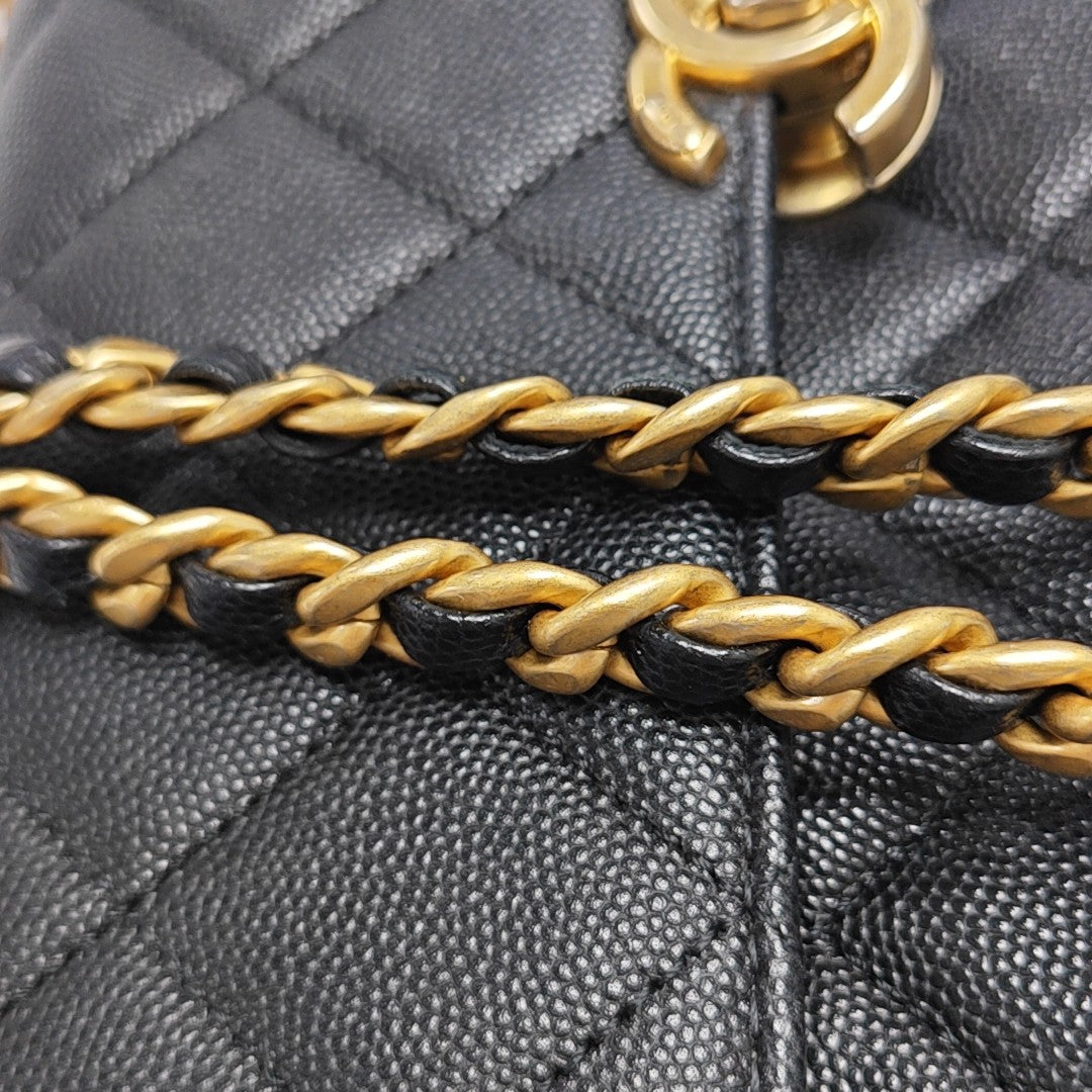 Carry Me Small Quilted Grained Calfskin Black