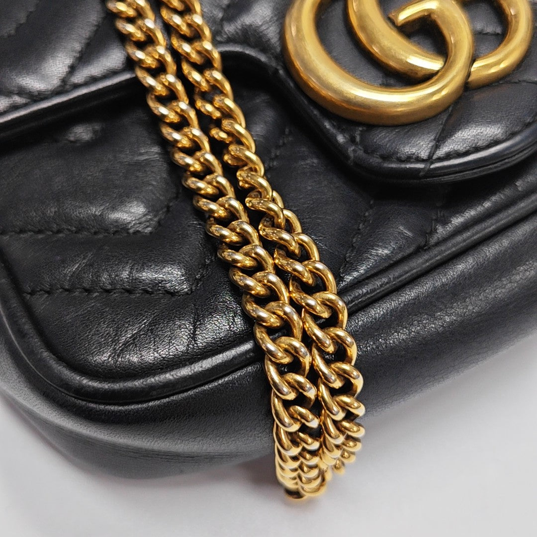 GG Marmont Mini Quilted Calfskin Black