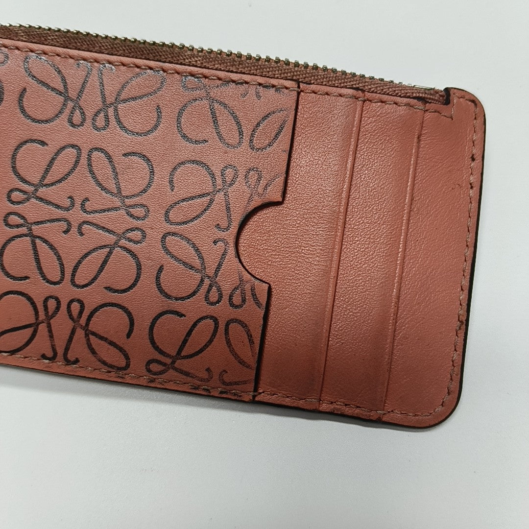 Monogram Calfskin Card Holder Pink