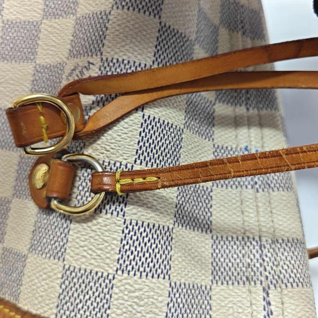 NEVERFULL MM Damier Azur Coated Canvas White