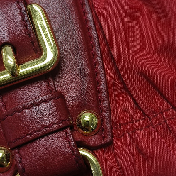 Quilted Nylon Tote Bag Red