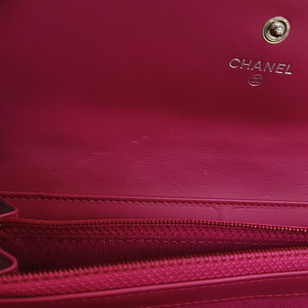 Quilted Patent Leather Wallet Pink