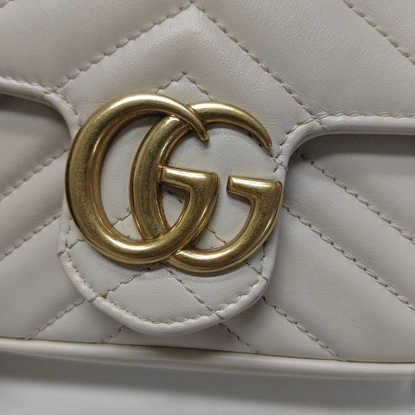 GG Marmont Mini Quilted Calfskin White