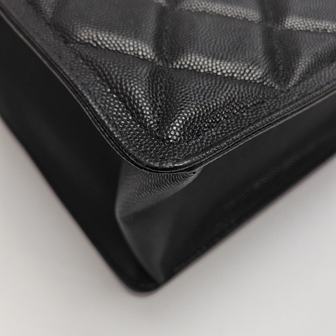 Quilted Grained Calfskin Shoulder Bag Black