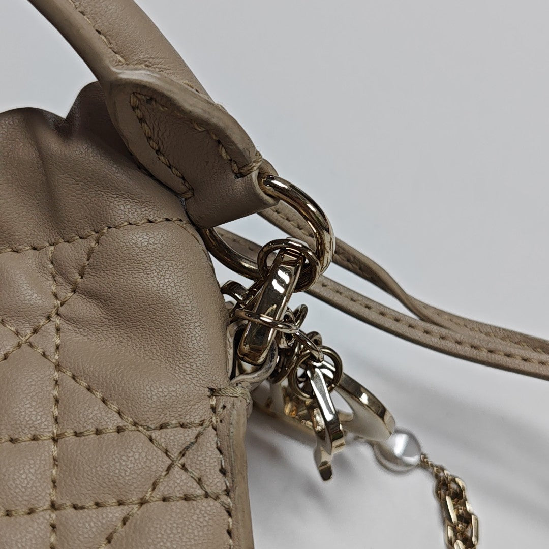 Authenticated pre-owned  Lady Dior Milly Mini Cannage Lambskin Beige - Shoulder Bag at Looply