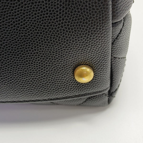 COCO HANDLE Large Quilted Grained Calfskin Black