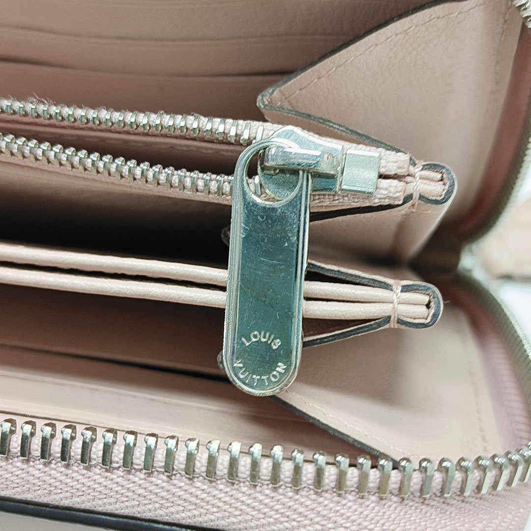 ZIPPY Monogram Calfskin Pink Wallet
