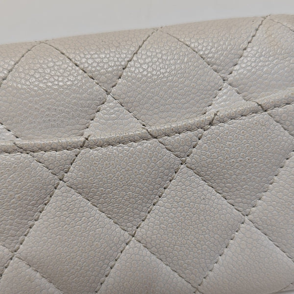 CLASSIC FLAP Quilted Grained Calfskin White Card Holder