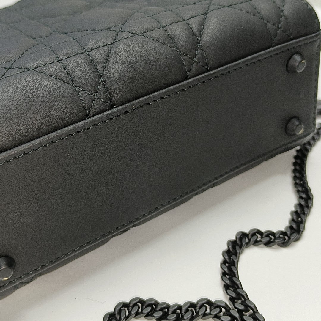 Lady Dior Mini Cannage Calfskin Black