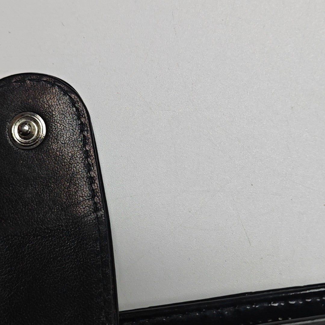 Quilted Patent Leather Wallet Black
