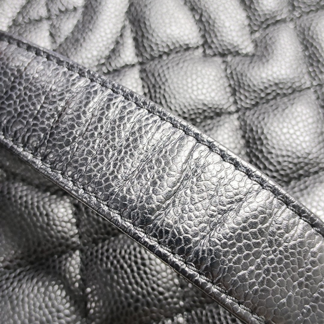 CHANEL GST Large Quilted Grained Calfskin Black