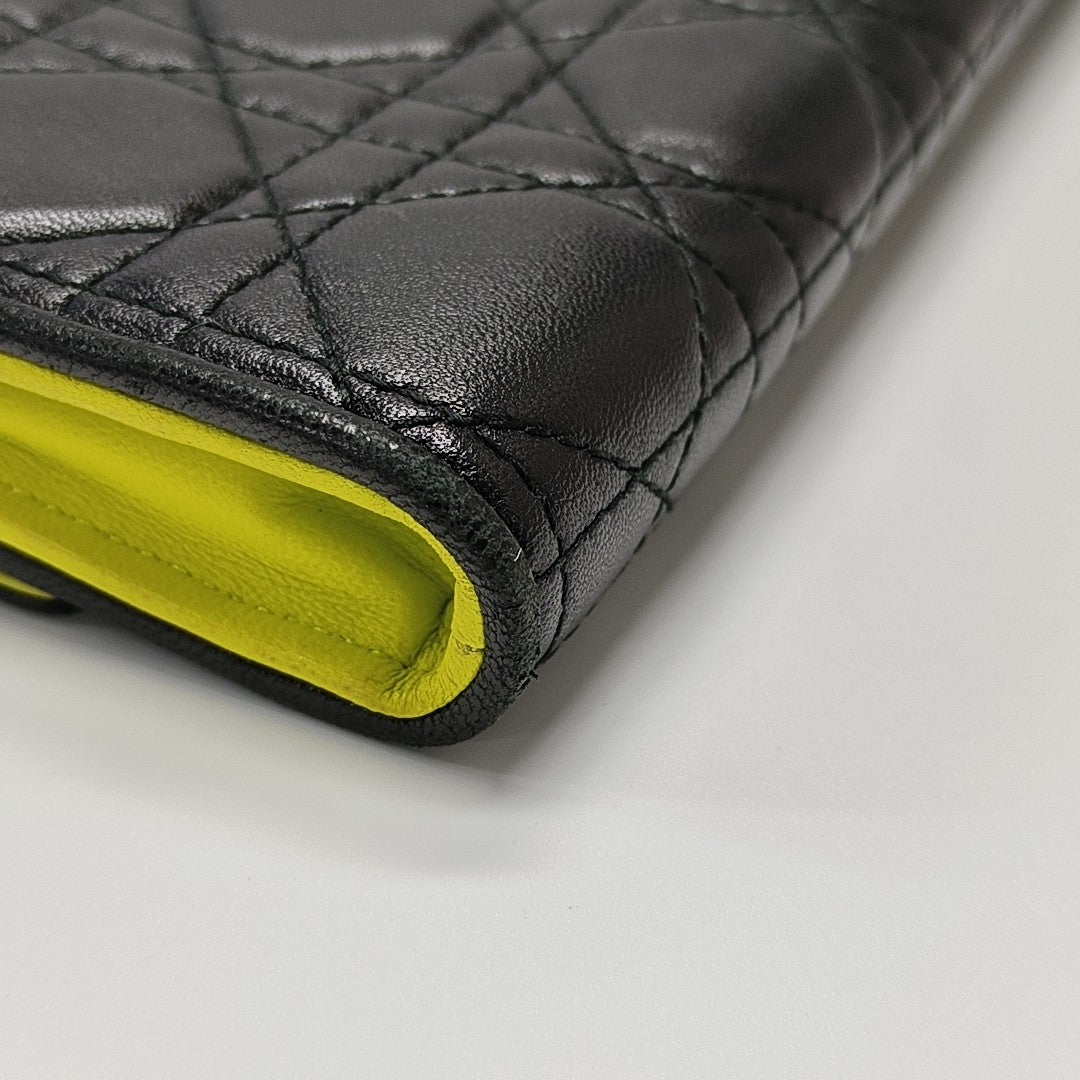 Lady Dior Small Cannage Lambskin Black Wallet