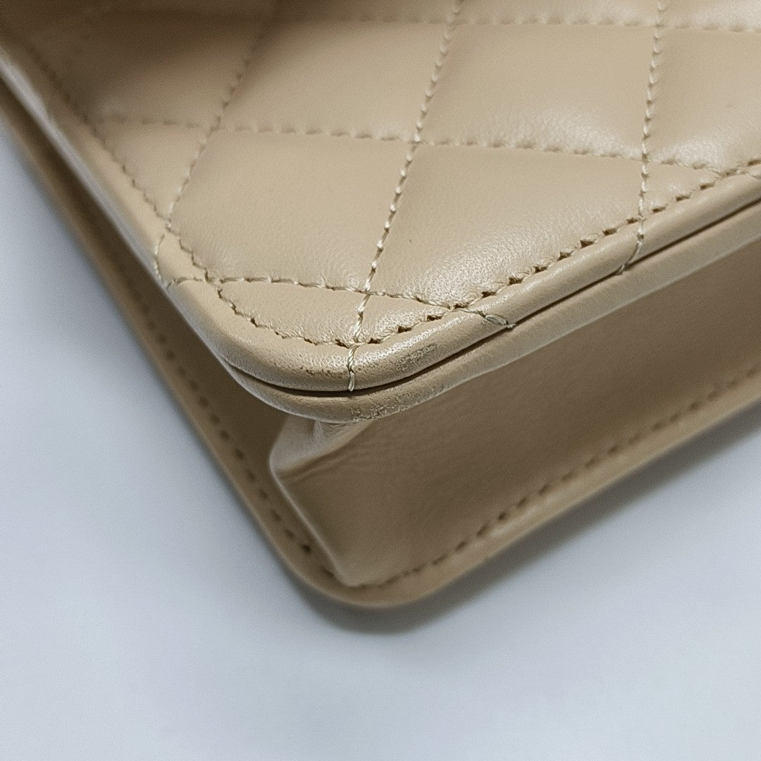 WOC Quilted Lambskin Beige