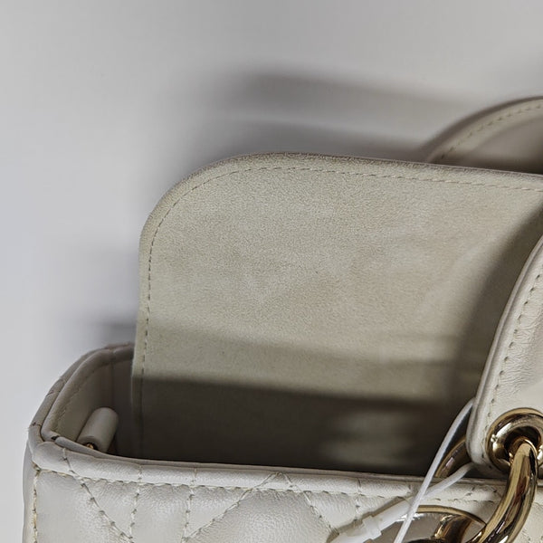 Lady D-Joy Medium Cannage Lambskin White