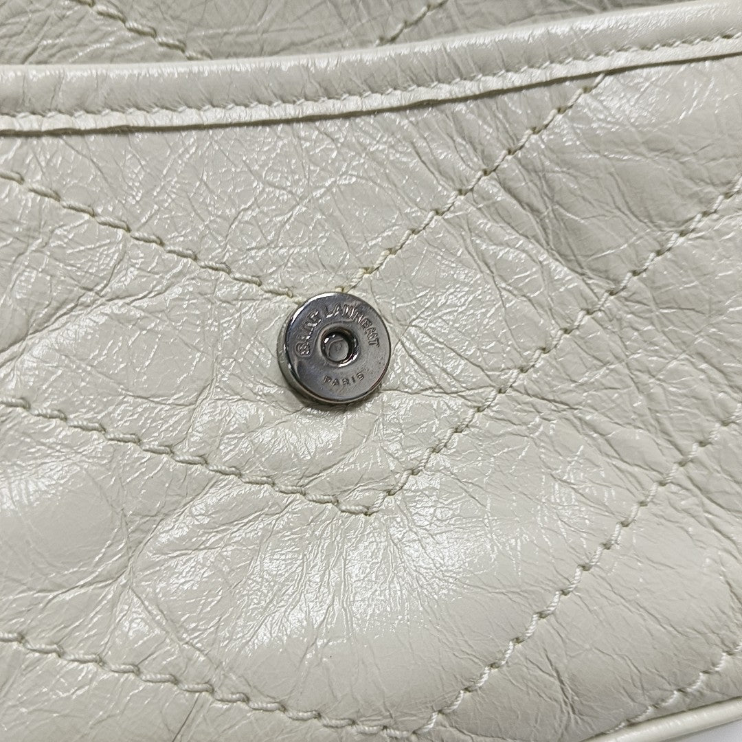 NIKI Small Chevron Calfskin White