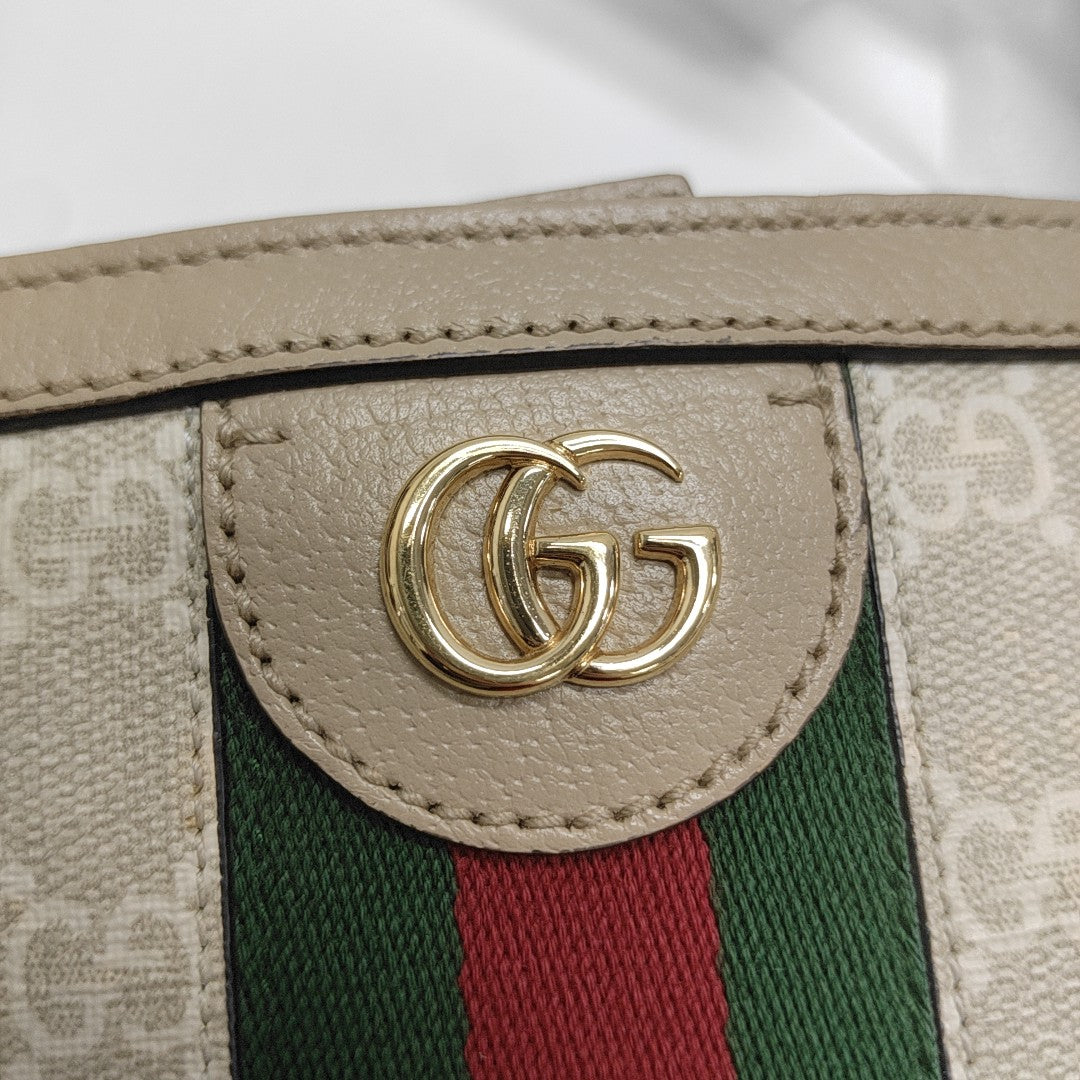 Ophidia Medium Monogram Coated Canvas Beige