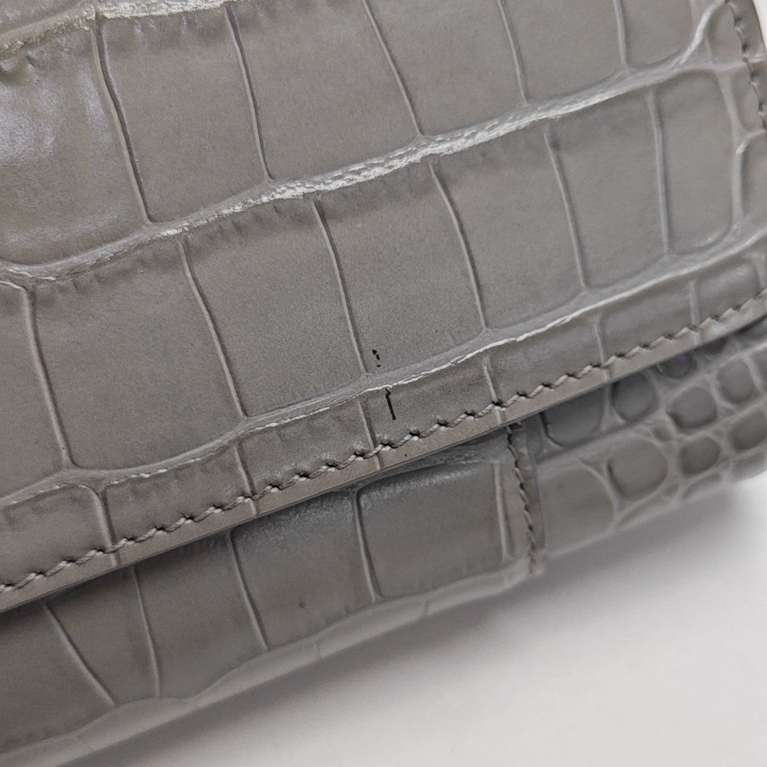 Hourglass Wallet On Chain Mini Calfskin Gray
