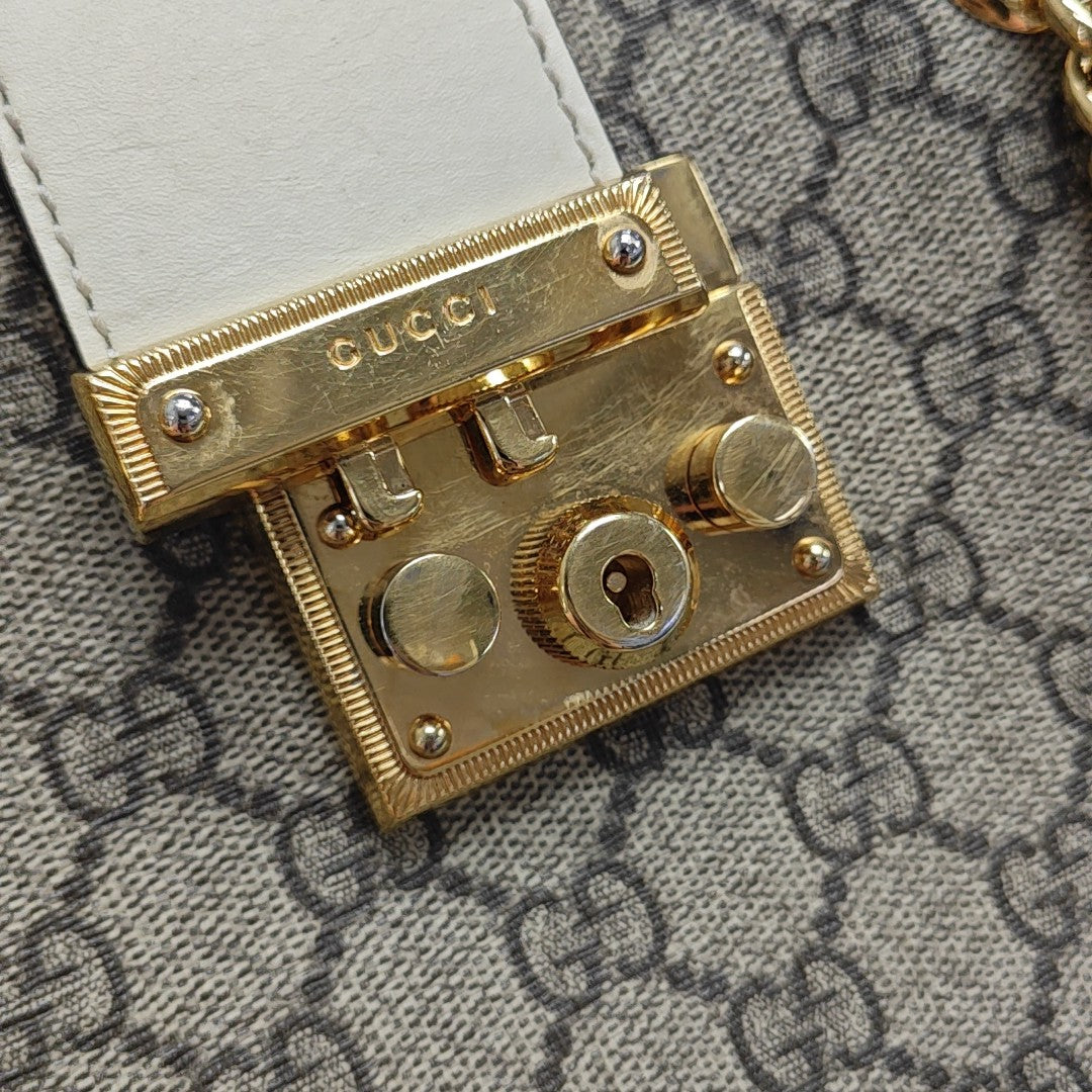 Padlock Small Monogram Coated Canvas Beige