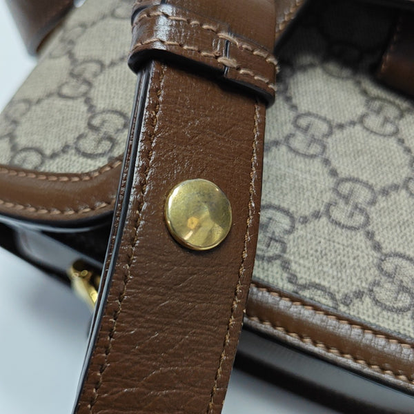 Horsebit 1955 Medium Monogram Coated Canvas Beige