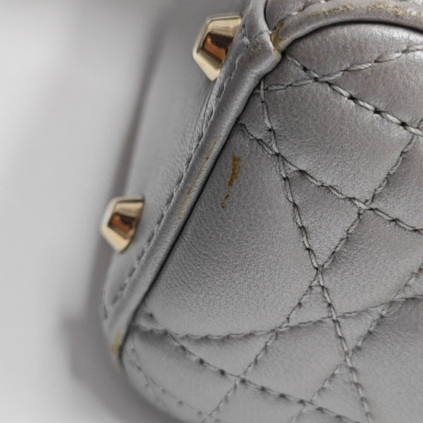 Lady Dior Mini Cannage Lambskin Silver