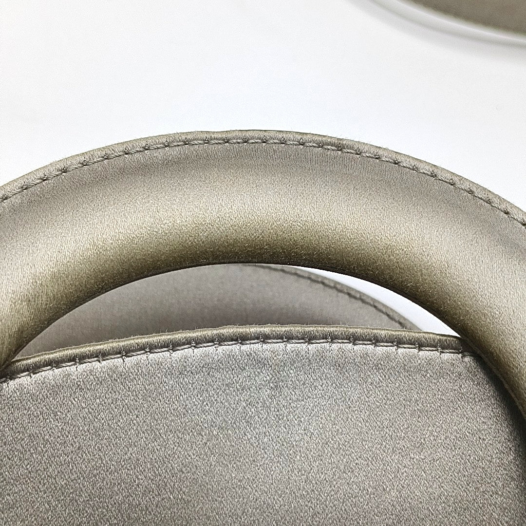 Authenticated pre-owned  Lady Dior Mini Cannage Silk Satin Grey - Tote Bag at Looply