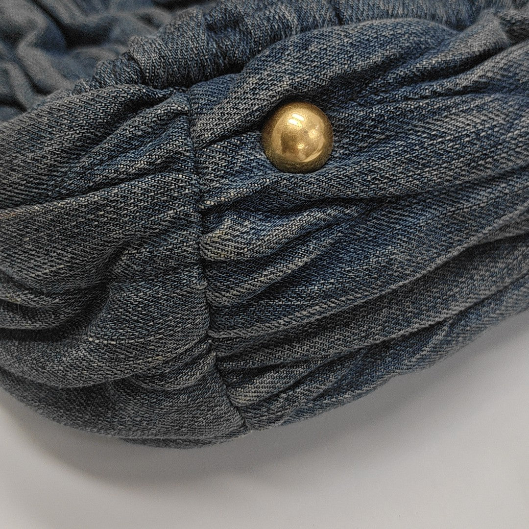 Quilted Denim Tote Bag Blue