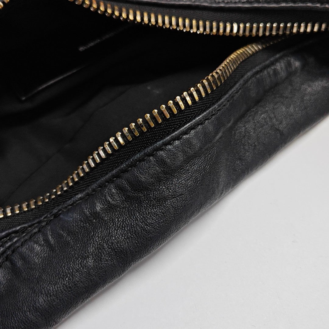 Leather Top Handle Bag Black