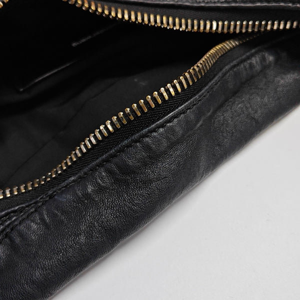 Leather Top Handle Bag Black