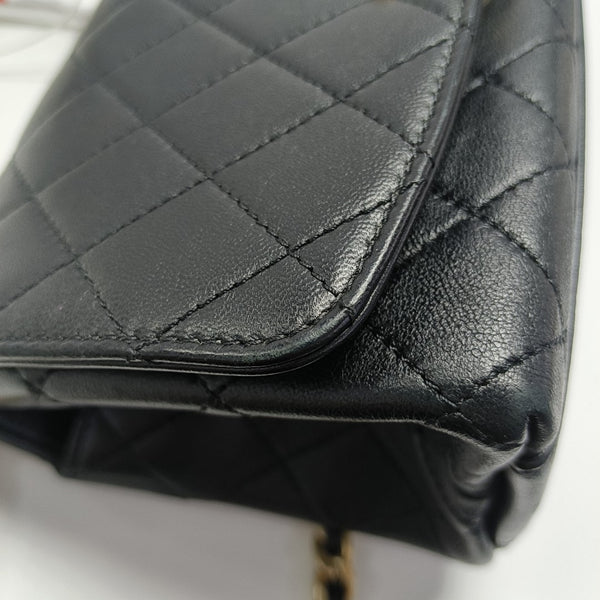 TWO TONE CHAIN HANDLE Small Quilted Lambskin Black
