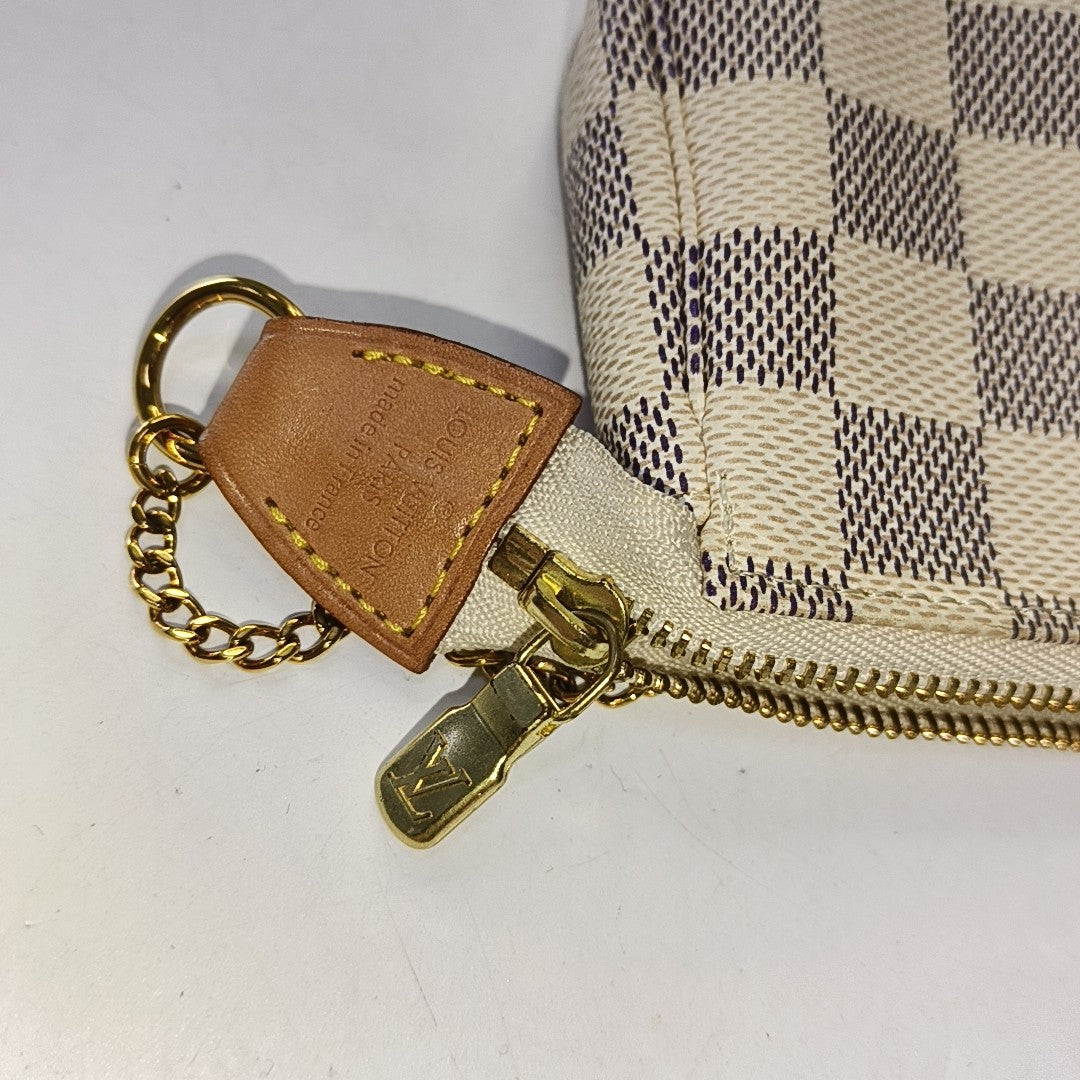 Authenticated pre-owned  ACCESSOIRES Mini Damier Azur Coated Canvas White - Top Handle Bag at Looply