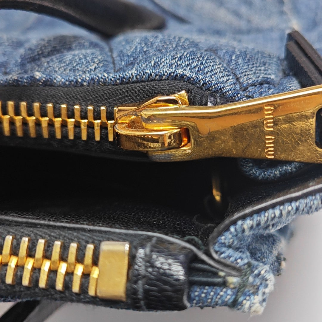 Quilted Denim Shoulder Bag Blue