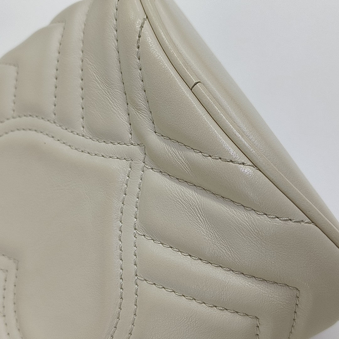 GG Marmont Mini Quilted Calfskin White