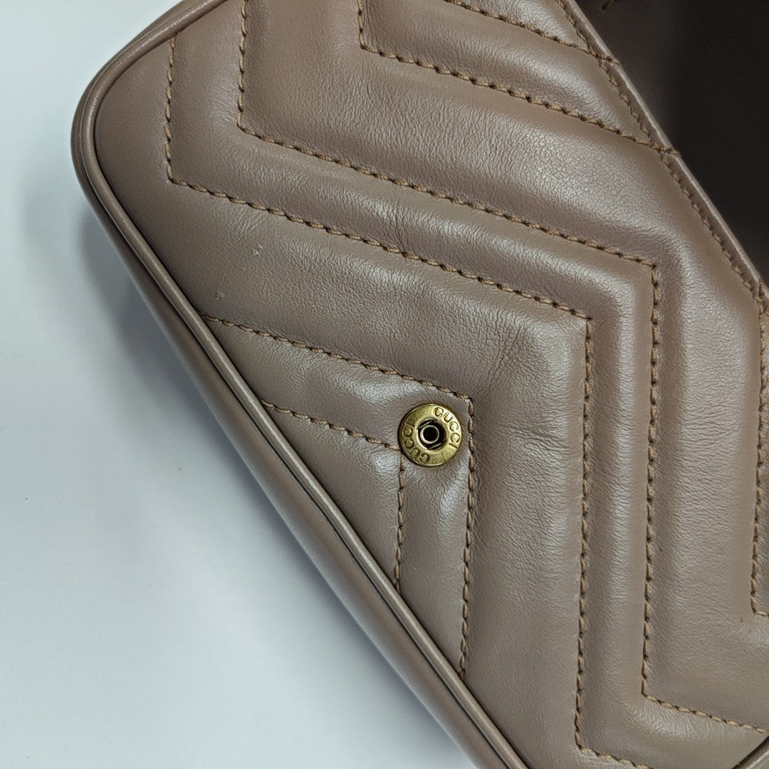 GG Marmont Mini Quilted Calfskin Beige