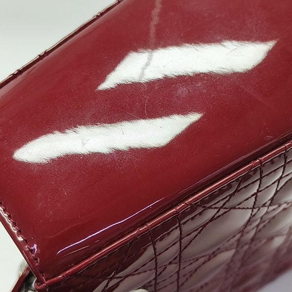 Lady Dior Medium Cannage Patent Leather Red