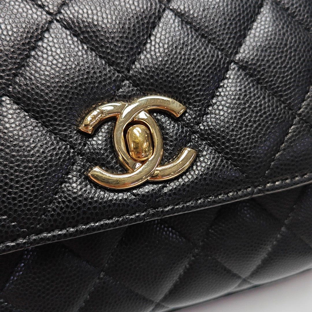COCO HANDLE Grained Calfskin Black