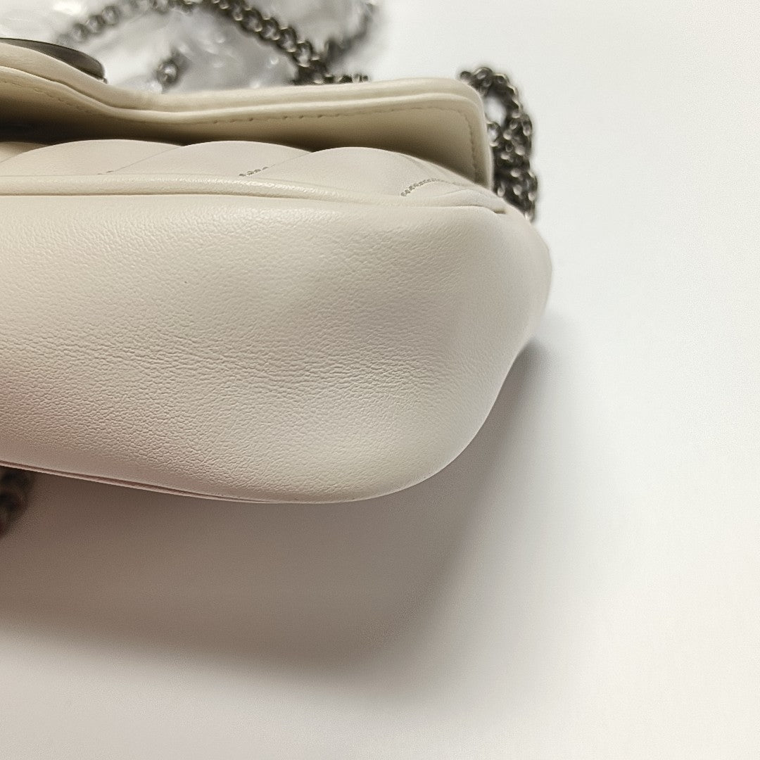 GG Marmont Mini Quilted Calfskin White