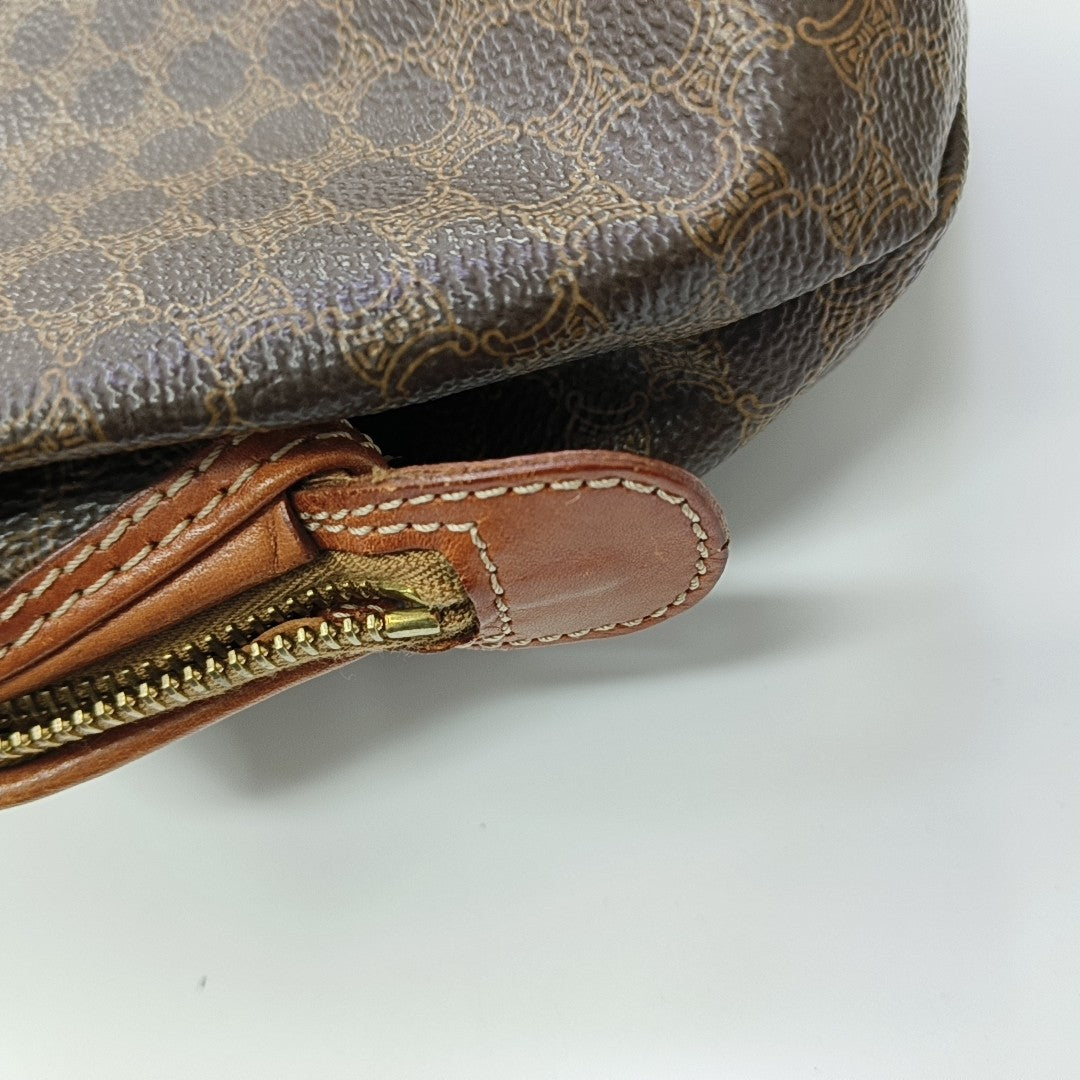 Coated Canvas Clutch Brown