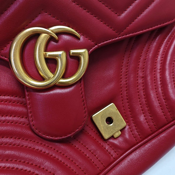 GG Marmont Medium Quilted Calfskin Red