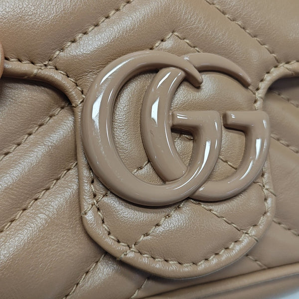 GG Marmont Mini Quilted Calfskin Beige