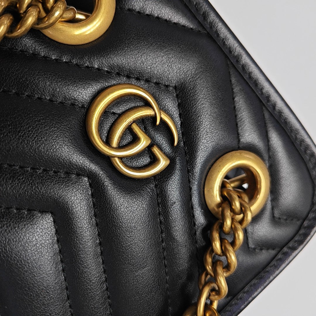 GG Marmont Mini Quilted Calfskin Black