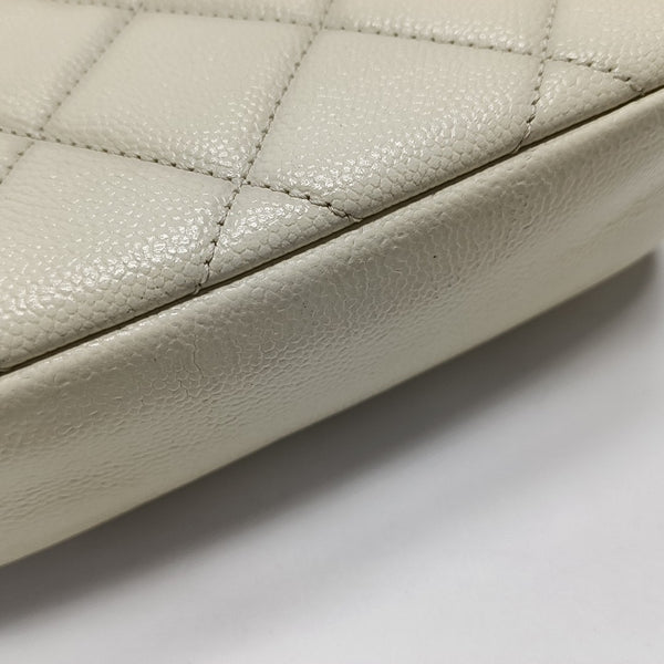 Mini Quilted Grained Calfskin White