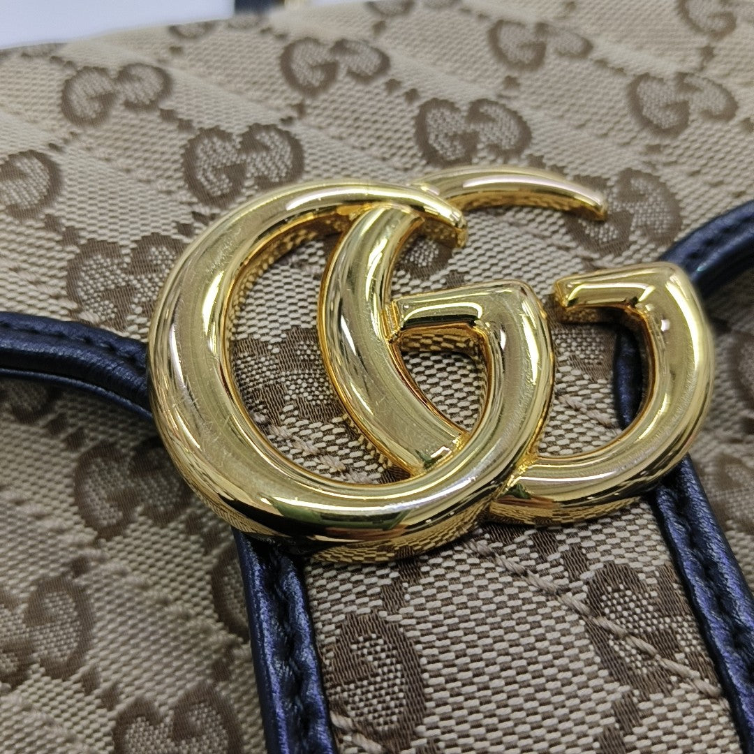 GG Marmont Medium Quilted Canvas Brown