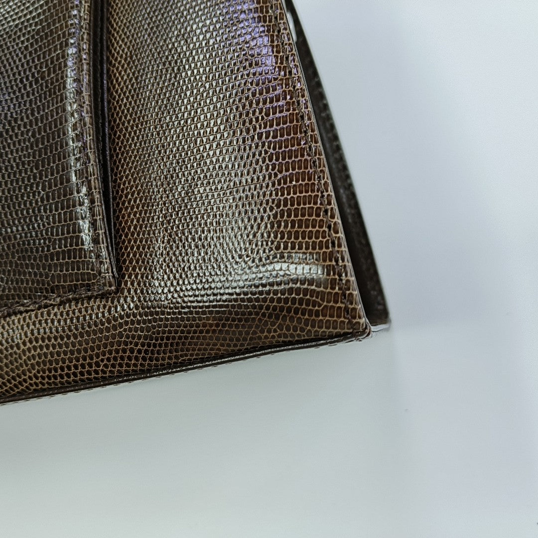 Lizard Top Handle Bag Brown
