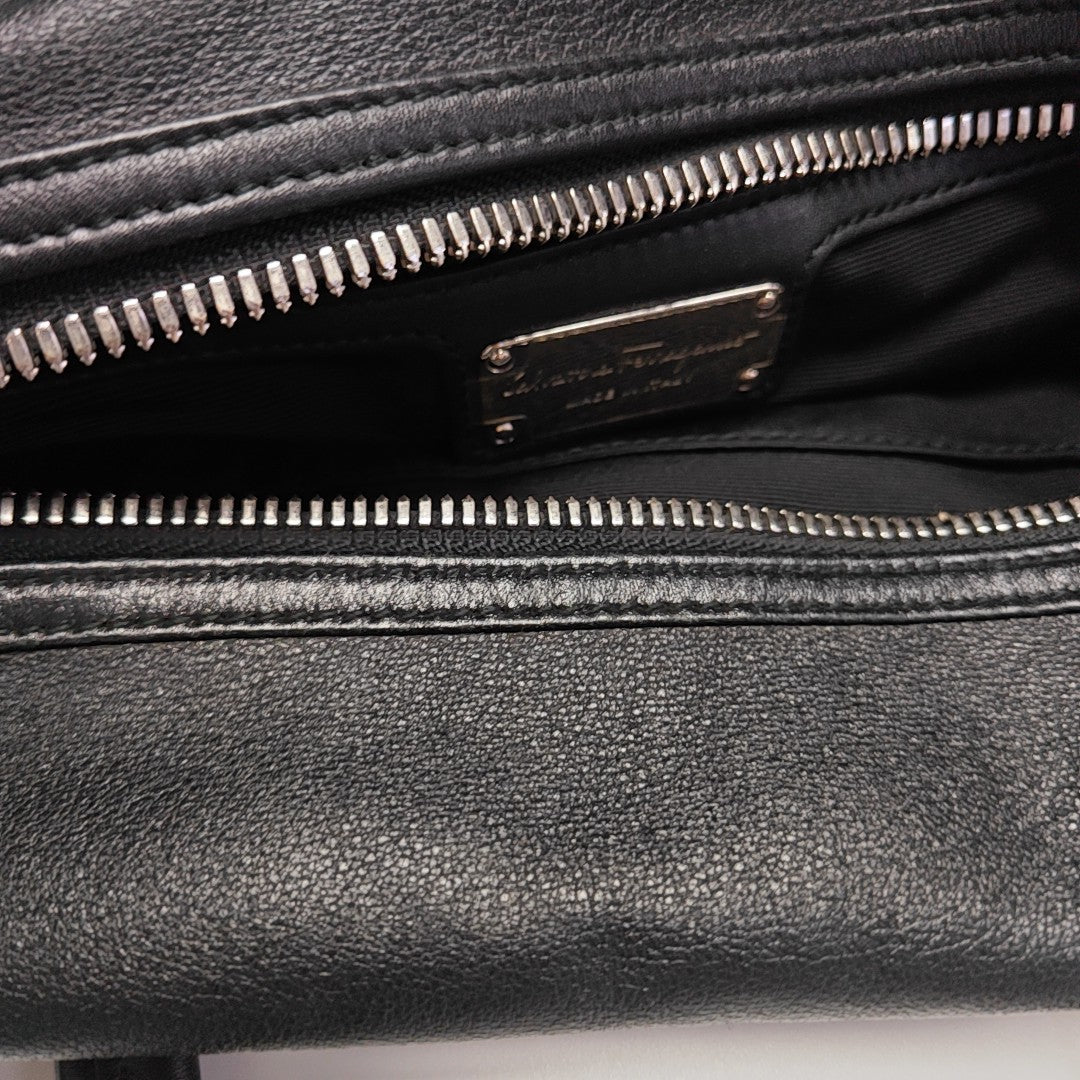 Calfskin Top Handle Bag Black