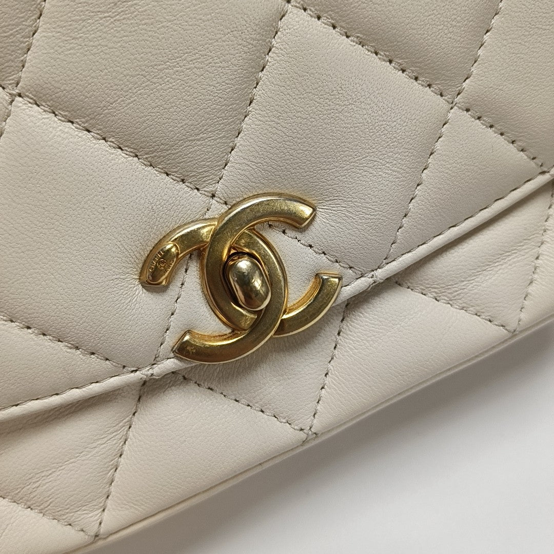 Quilted Lambskin Small Beige